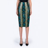 Embossed Snake Midi Skirt