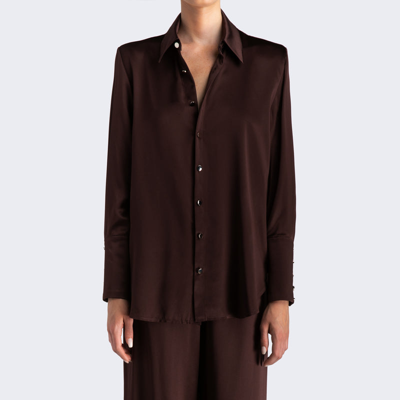 Studio Essential - Long Sleeve Blouse - Chocolate